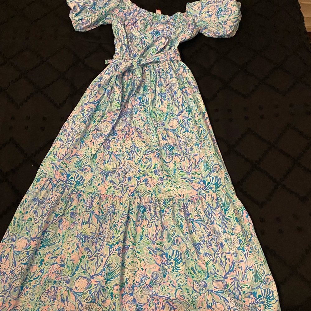 Lilly Pulitzer Blue Floral Maxi Dress-Never Worn